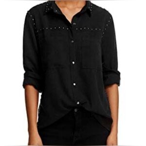 EUC Rails Beau Black Studded Snap Up Shirt L